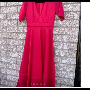 Red midi V neck pointe dress small